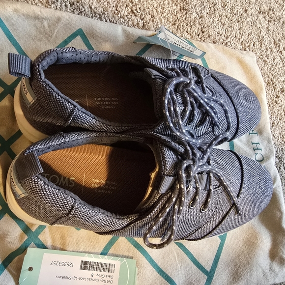 Toms Del Rey Canvas lace-up sneakers, size 8 Dark grey - Picture 6 of 10